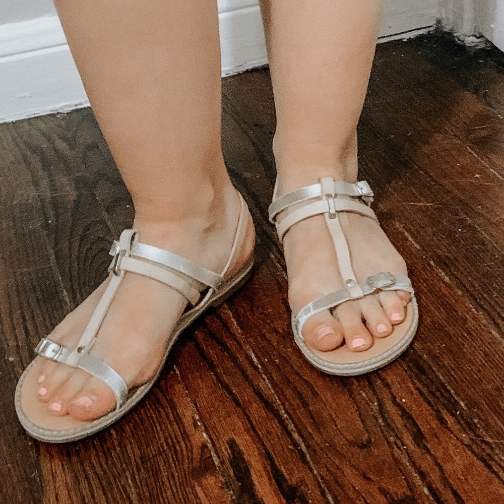 Silver and nude sandals